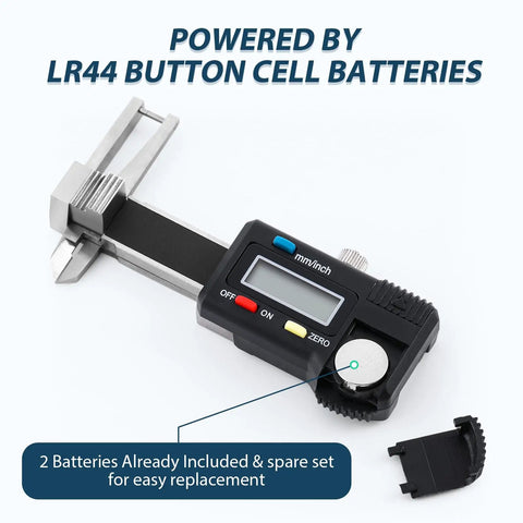 Compact 3-In-1 Mini Digital Caliper With Stainless Steel Body 0-25mm Range, LCD Readout, on white background.
