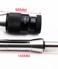 Self Tightening Drill Chuck With R8 Shank For CNC Drills And Lathes Spindle, Keyless Clamp; chuck and arbor with measurements