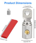 Beefy 0 Gauge Wire Terminal Connectors Kit dimensions with nickel-plated zinc alloy terminal, wrench screws, and heat shrink tubing