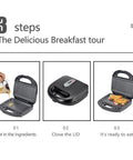 Beat The Morning Rush With This 10 In 1 Breakfast Maker with nonstick plates, three-step breakfast tour, making grilled cheese and snacks.