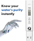 Self Calibrating TDS Water Tester With AI Precision For Quick, Super Accurate Readings Of Drinking Water And Hydroponics, Easy Digital TDS And PPM Checks, Reliable Water Quality Meter For Everyday Use, white LCD meter