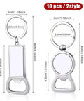 10 Pack Sublimation Bottle Opener Blanks Key Rings Aluminum Dope Heat Transfer Metal Bottle Opener Tags Round And Rectangle Shapes