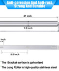Heavy Duty Boat Trailer Rollers Set of 4, 21 inch long stainless steel roller with galvanized mount and 1.5 inch diameter.