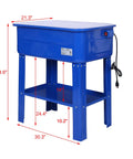 Heavy Duty 20 Gallon Parts Washer With 110V Electric Pump And Flexible Gooseneck Spray Wand side view dimensions displayed
