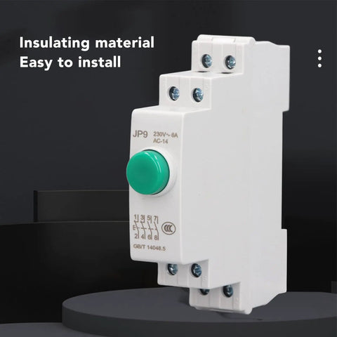 Heavy Duty DIN Rail Mount Push Button Switch 230V AC 2NO 2NC, side view on black background