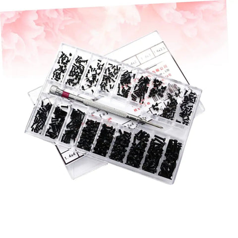 18 Piece Miniature Screw Assortment Kit With Flat Head And Countersunk Tiny Machine Screws In A Handy Portable Storage Box