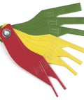 Color-coded brake lining thickness gauge from 15 Piece Brake Service Set For Disc And Drum Brakes With Heavy Duty Spreader Shoe