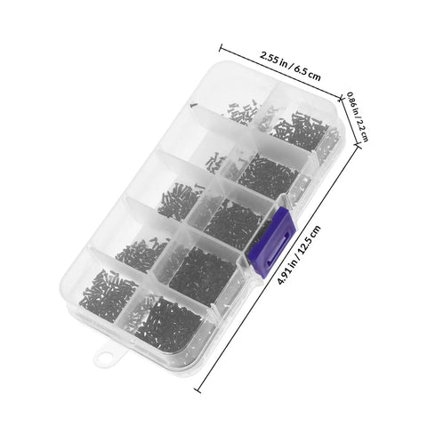 Top Shelf 1000 Piece Self Tapping Screw Assortment Kit displayed in a clear plastic organizer with multiple compartments.