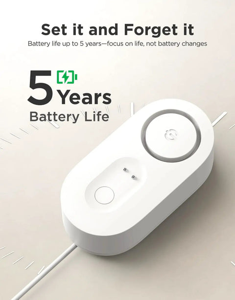 Water Leak Detector 1s With Four Point Nine Two Foot Sensor Cable 105 dB Adjustable Alarm Five Year Battery Life IP67 Waterproof device