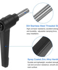 Clamping Lever Handles 304 Stainless Steel M6 X 15mm Threaded Male Stud Black Finish adjustable for machinery use