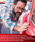 Person applying Car Scratch Remover And Swirl Repair Polish 4oz With Water Repellent Gloss Finish to a red car door