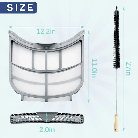 Dryer Lint Filter Replacement For LG And Kenmore Dryers Fits DLEX9000V DLEX8000V with size measurements and vent trap brush