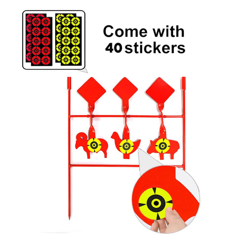 Nine Target Heavy Metal Spinner Set For Pellet Guns And Air Rifles With Animal Silhouettes Auto Reset Backyard Shooting Gear For Outdoor Use Caliber.177 And.20 with 40 target stickers.