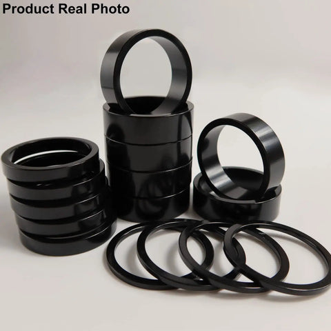 16 Piece Aluminum Bicycle Headset Spacers Set For One And One Eighth Inch Threadless Stems Adjustable Heights For MTB BMX Road Bikes 2mm 5mm 10mm Black