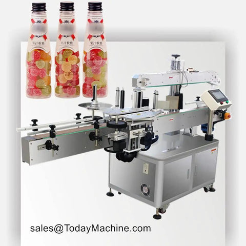 Heavy Duty Automatic Linear Labeling Machine For Plastic Glass Bottles Using Hot Melt Glue To Apply Opp Bopp Labels with jars.