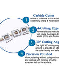 Carbide inserts showcasing 4 cutting edges, made from ultrafine K10 carbide, for precision cutting in woodworking.
