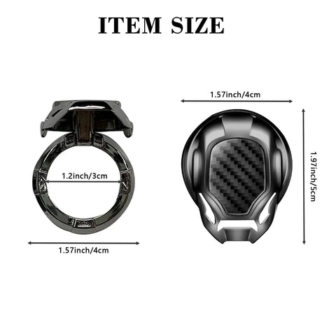 Image showing the size of Carbon Fiber Aluminum Start Stop Button Cover For Dodge Challenger Charger Durango And GM Cars.