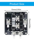 Heavy Hitting 75V 100A Ideal Diode Controller And Battery Isolation Control Board dimensions 75mm by 75mm, showing circuit connections.