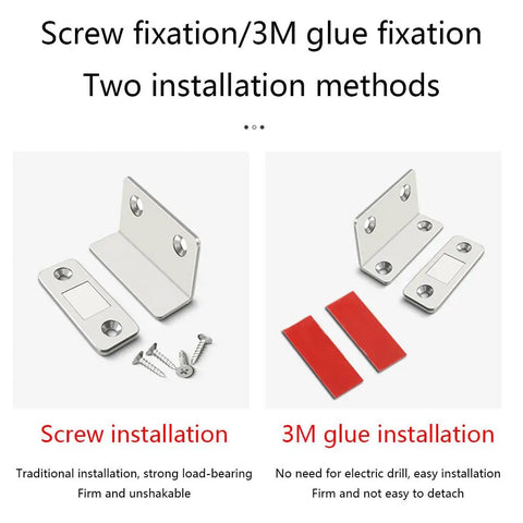 Magnet Cabinet Door Catch Kit With Hidden Stops No Drill Or Screw Mount Adhesive And Metal Latch installation methods