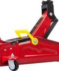 1.5 Ton Hydraulic Trolley Floor Jack With Blow Mold Carrying Case, Heavy Duty Steel Car Jack For DIY Garage Use, Lifts From Five And Five Sixteenths Inches To Thirteen Inches, Red side view