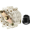 4P8T 4 Pole 8 Position 4 Deck Band Channel Rotary Switch Selector with black knob and mounting nut, 36 pin count, 9.7mm hole.