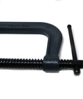 Clamp With Six Inch Jaw Opening And Four Inch Throat Drop Forged Heavy Duty Beast Of A Clamp With 6600 Pound Clamping Force Powder Coated Finish Smooth Spindle For Easy Adjustments Pro Grade For Woodworking And Metalworking Projects black clamp with threaded spindle