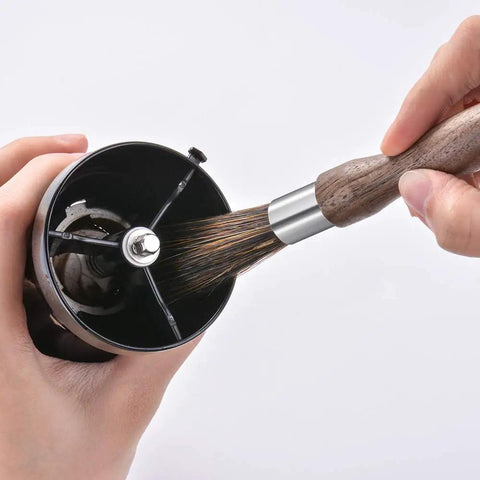 Using Barista Grade Coffee Grinder Cleaning Brush With Natural Boar Bristles And Walnut Handle Hanging Strap For Easy Drying Pro Home Kitchen Tool