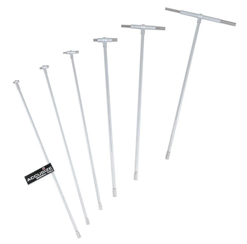 Long Reach Telescoping Gage Set 5/16 To 6 Inches, 6 Piece Satin Chrome, Self Centering Double Action Inside Measurement Tool