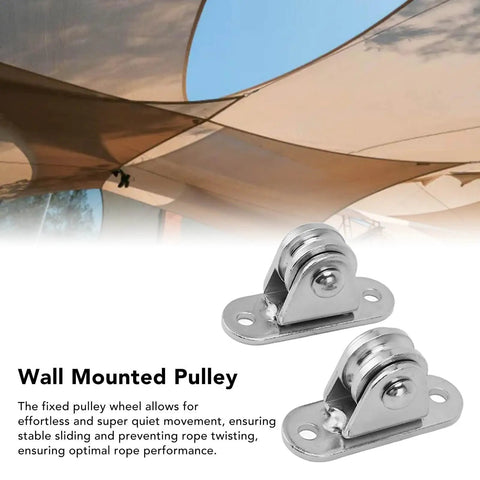 Heavy Duty Rock Solid Stainless Steel Silent Cable Pulley Wheel Block With 176 Lb Load Capacity For 6mm Rope, Fixed Pulleys