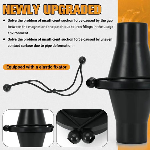 Magnetic Dust Collection Fittings For 4 To 2.5 Inch Systems featuring elastic fixator, shown in black EPDM rubber material.