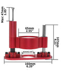 Dead Nuts Precise Aluminum Router Lift And Table Insert Plate Kit With Center Bushing for woodworking, dimensions shown.