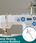 Set Of 4 Dope Plastic Spool Pin Thread Holders For Sewing Machines, Easy Replacement Bobbin Pins For Twin Needle Or Handheld Use, Works With Home Machines, Durable Thread Guide For Smooth Feeds. White plastic spool pin on home sewing machine