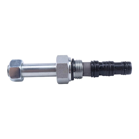 JEENDA 2-Way Lowering Dump Valve LSPC-080-4-00 side view: metal body, hex nut, threaded portion, black plastic end