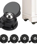 Four Pack Mini Swivel Caster Wheels With Secure Locking Brake And Heavy Duty Self Adhesive Backing For Dead Simple Peel And Stick Install On Office Chairs Desks Or Rolling Storage Carts, black with shinny ball.