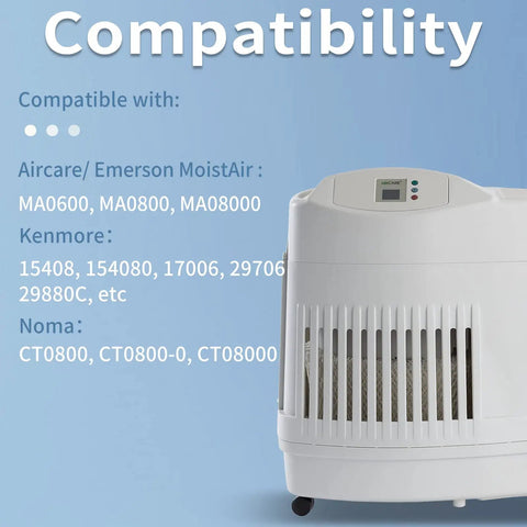 Humidifier showing compatibility list for MAF2 Humidifier Filter For Aircare MA0800 MA0600 Kenmore 17006 15408 3 Pack Replacement
