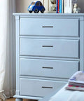 Matte Black Zinc Alloy Cabinet Pulls And Furniture Handles 1 Pair installed on light blue dresser drawers