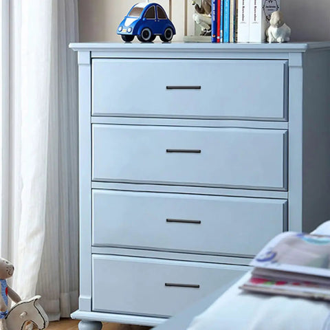 Matte Black Zinc Alloy Cabinet Pulls And Furniture Handles 1 Pair installed on light blue dresser drawers