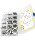 315 Piece 304 Stainless Steel External Retaining Ring Kit M4 To M28 Shaft C Type Snap Rings in clear container