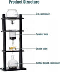 Product structure of a Kickstart Your Morning Routine With This Hella Smooth Cold Brew Coffee Tower featuring glass and wood components.