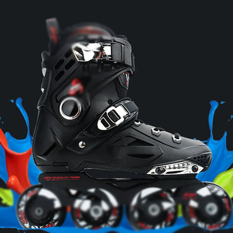 Unisex Carbon Fiber Inline Skates With Safety Ratchet Buckle And Laces, Full Protective PP Shell, Quiet High Speed Bearings