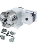 Heavy Duty 4th Axis Rotary Table With Nema34 86 Stepper Motor And Four Jaw Chuck, featuring precision jaws and motor.