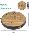 Round wooden power strip with 6 AC outlets and 3 USB ports, 15cm diameter, 3cm height. Power Strip With Surge Protector 6 AC Outlets And 3 USB Ports Charging Hub Long Extension Cord Right Angle Flat Plug Widely Spaced Sockets Circuit Breaker Safeguard For Home Office Dorm Room visible.