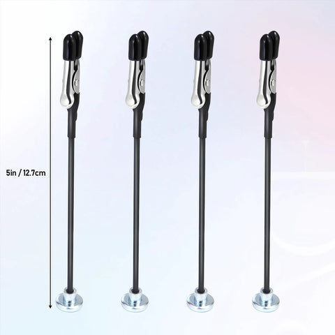 4-pack magnetic helping hands soldering stands with metal clips and suction bases, front view