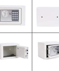 Compact Digital Safe Box With Electronic Lock For Home Office And Hotel Use, Secure Deposit Box For Cash Jewelry And Valuables, 0.17 Cu Ft, Exterior 9.1 X 6.7 X 6.7 Inches, White