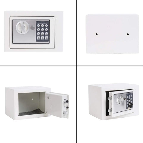 Compact Digital Safe Box With Electronic Lock For Home Office And Hotel Use, Secure Deposit Box For Cash Jewelry And Valuables, 0.17 Cu Ft, Exterior 9.1 X 6.7 X 6.7 Inches, White