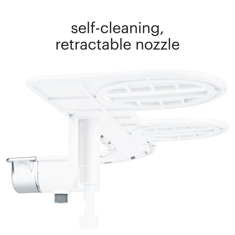 Close-up of Thinline SimpleSpa SS150 Fresh Water Bidet Attachment For Non Electric Toilets White with self-cleaning nozzle detail.