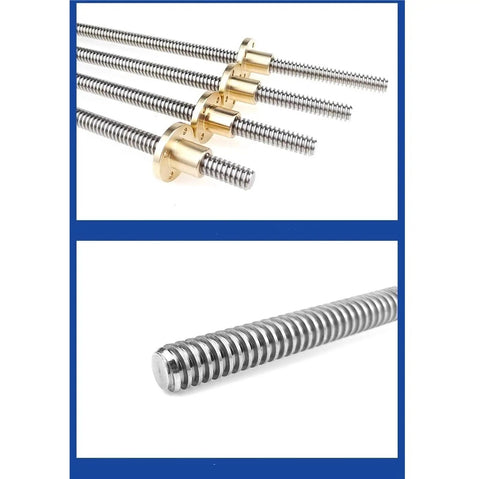 Lead Screw T30x6 With Brass Nut 30mm Stainless Steel Threaded Rod 6mm Pitch Trapezoidal Screw for 3D Printers and CNC Machines