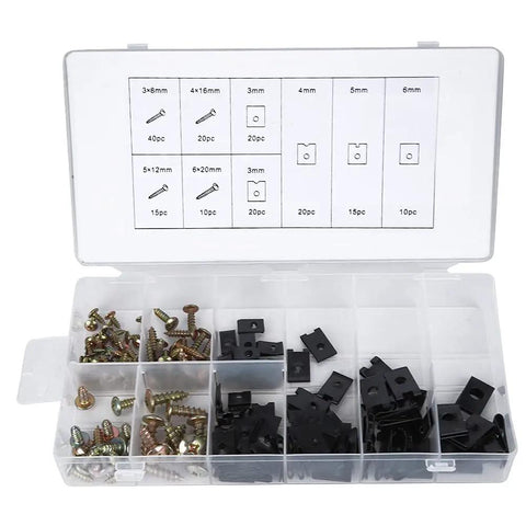 170 Piece U Clip And Screw Set For DIY Projects And Home Improvement Versatile Fasteners Kit With Durable Carbon Steel Screws Great For Repairs Cabinets Woodworking And General Hardware Needs, open storage box