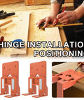 Cabinet Door Hinge Spacer With Scale For Precise Alignment And Quick Mounting shown on workbench, strong magnetic jig for installation.