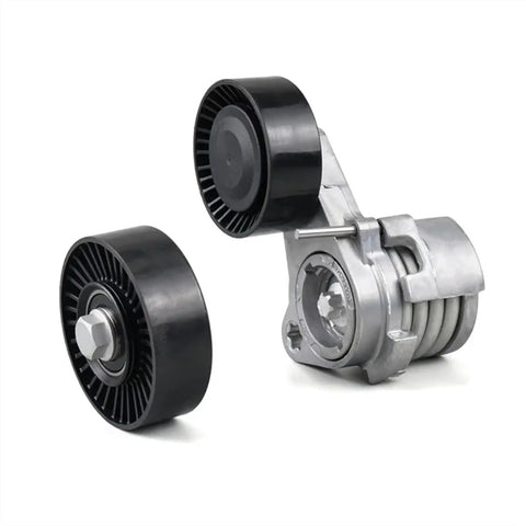 Fix Your Ride With Belt Tensioner For BMW N52 Engines E81 E82 E87 E88 E90 E91 E92 E93 X1 X3 X5 Replace 11287628650 1128753 Control Serpentine Belts Stop Slipping Reduce Vibration To Keep You Cruising Smoothly Down The Block In Style Right Now. black and silver belt tensioner with pulleys for BMW N52 serpentine belt system